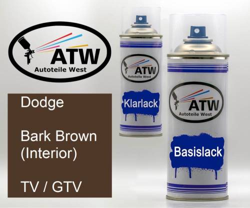 Dodge, Bark Brown (Interior), TV / GTV: 400ml Sprühdose + 400ml Klarlack - Set, von ATW Autoteile West.